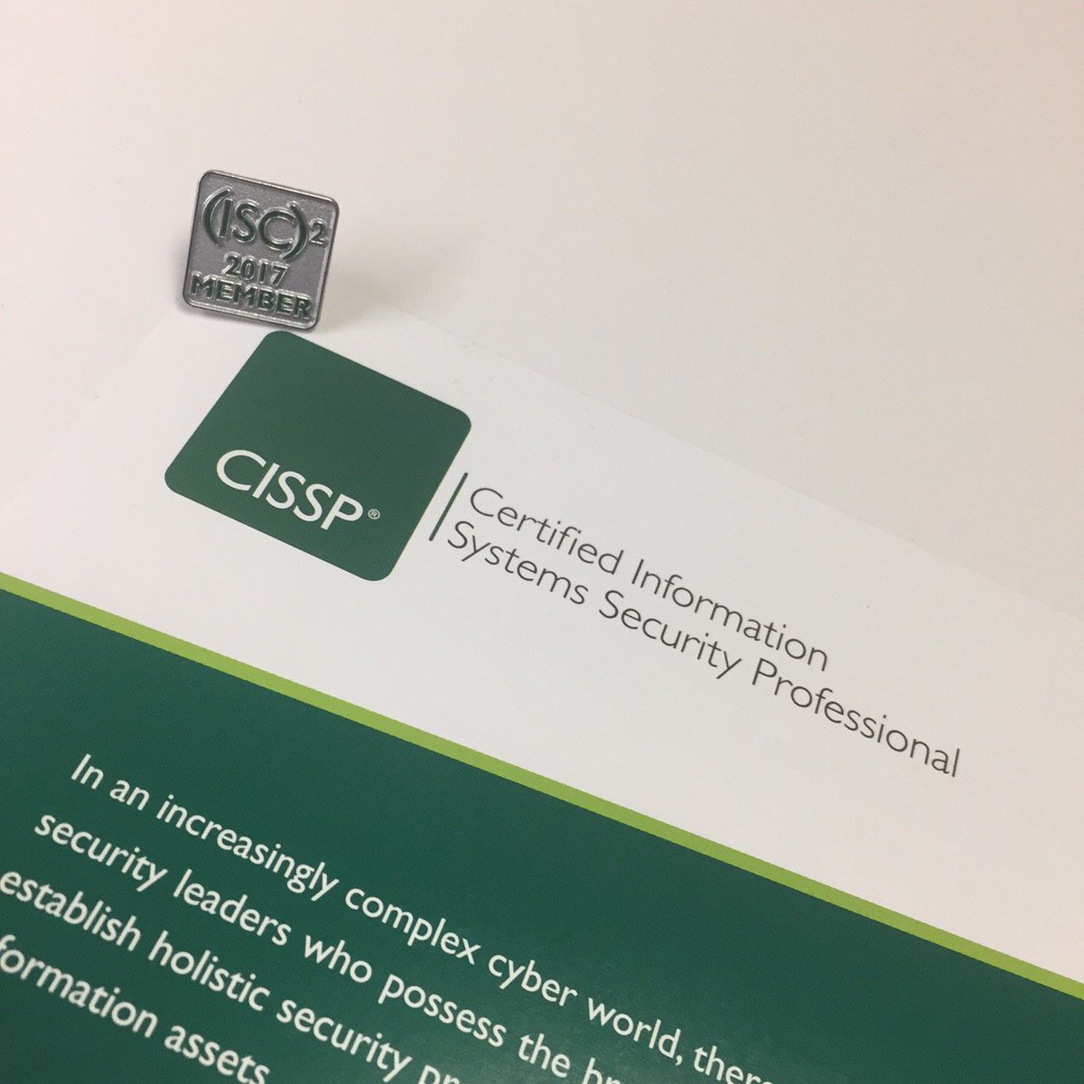 ISC2's tweet photo. If you’re an #ISC2member at #HIMSS17 stop by booth in the Cybersecurity Command Center to get your 2017 member pin! https://t.co/ZFmpqEAWhY