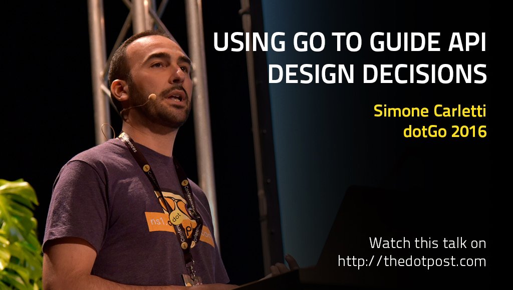 thedotpost's tweet image. New @dotGoEu 2016 talk available: Simone Carletti - Using @golang to guide API design decisions thedotpost.com/2016/10/simone…