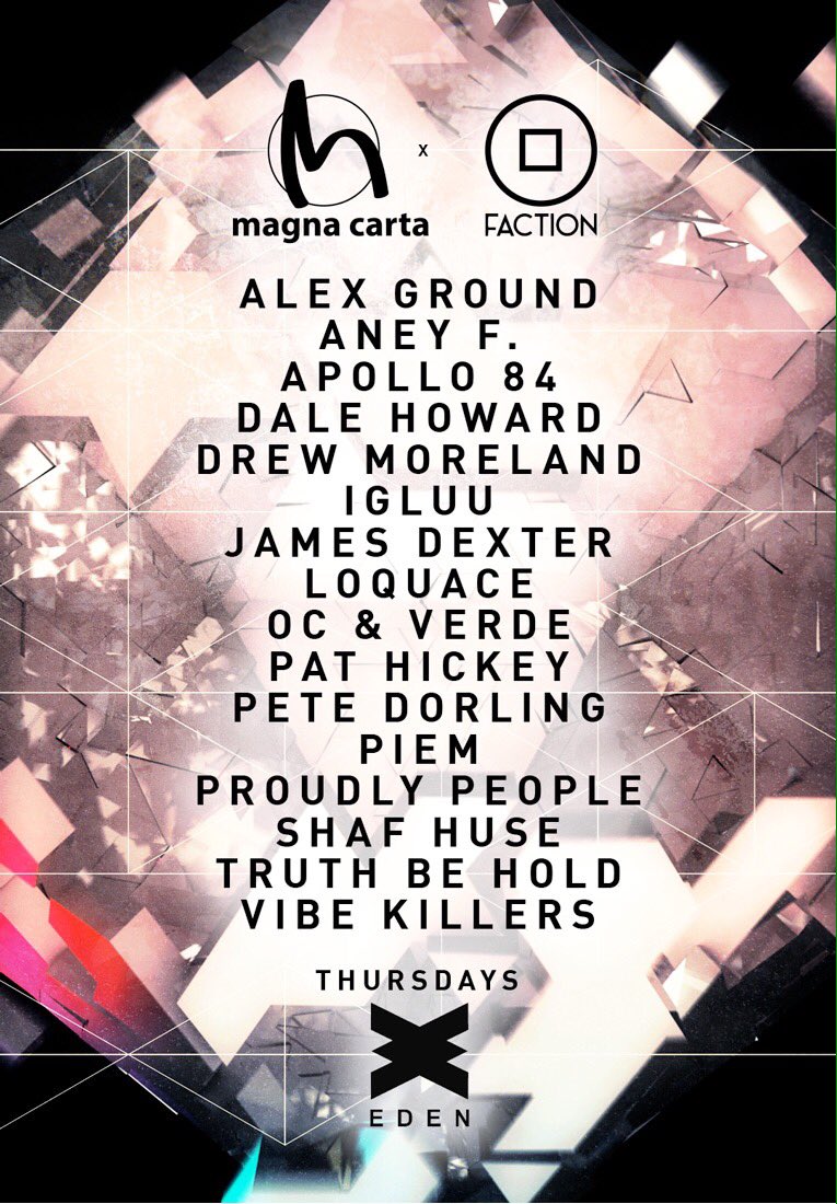 eden_ibiza's tweet photo. We are delighted to announce 2 of the biggest underground power houses in Ibiza MAGNA CARTA X FACTION every THURSDAY In EDEN #ibiza2017 https://t.co/Msd5dm0LKX