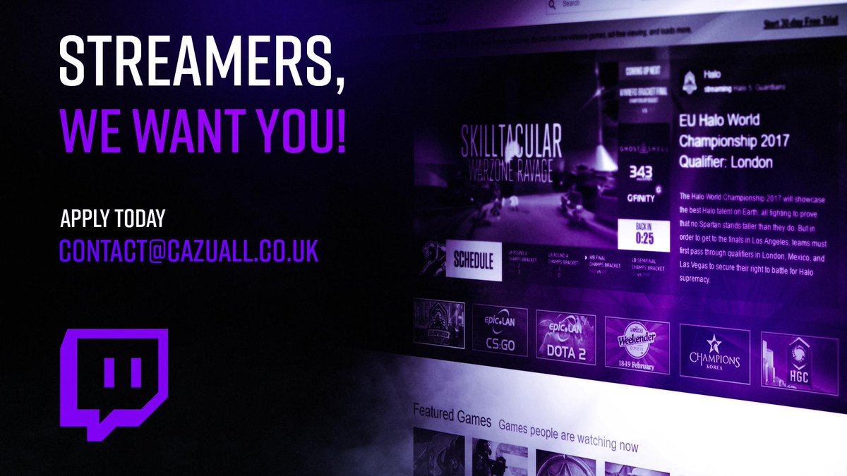 CAZeSports's tweet photo. We are now taking applications to join our stream team! #CAZarmy

Submit here - contact@cazuall.co.uk https://t.co/9kJe5uQMl8