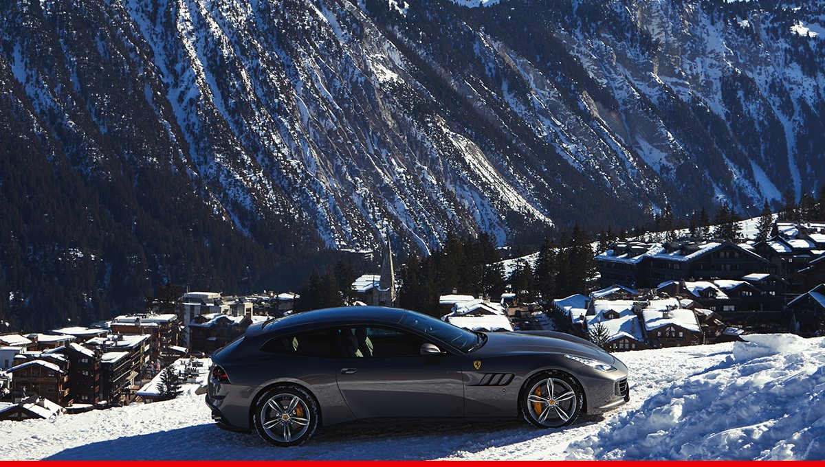 Ferrari's tweet photo. Don't miss the chance to spot the #Ferrari #GTC4Lusso and #488GTB at the wonderful French ski resort of Courchevel. https://t.co/egwQaFTr9V https://t.co/80CmSmhWo3
