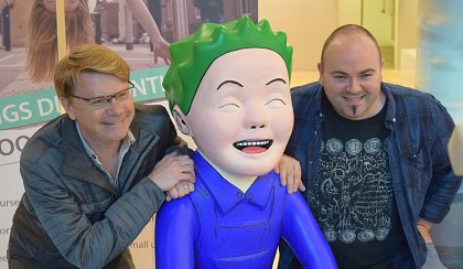 #AbertayGames20 14. Oor Lemming stood outside our library for @OWbuckettrail designed by lecturer <a href="/Loakers/">Loackie</a> and signed by legend Dave Jones