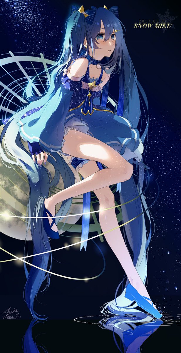 初音ミク ,雪ミク 「2017年お初ミクちゃん!
お顔可愛く描けました?? 」|ぺっちーのイラスト