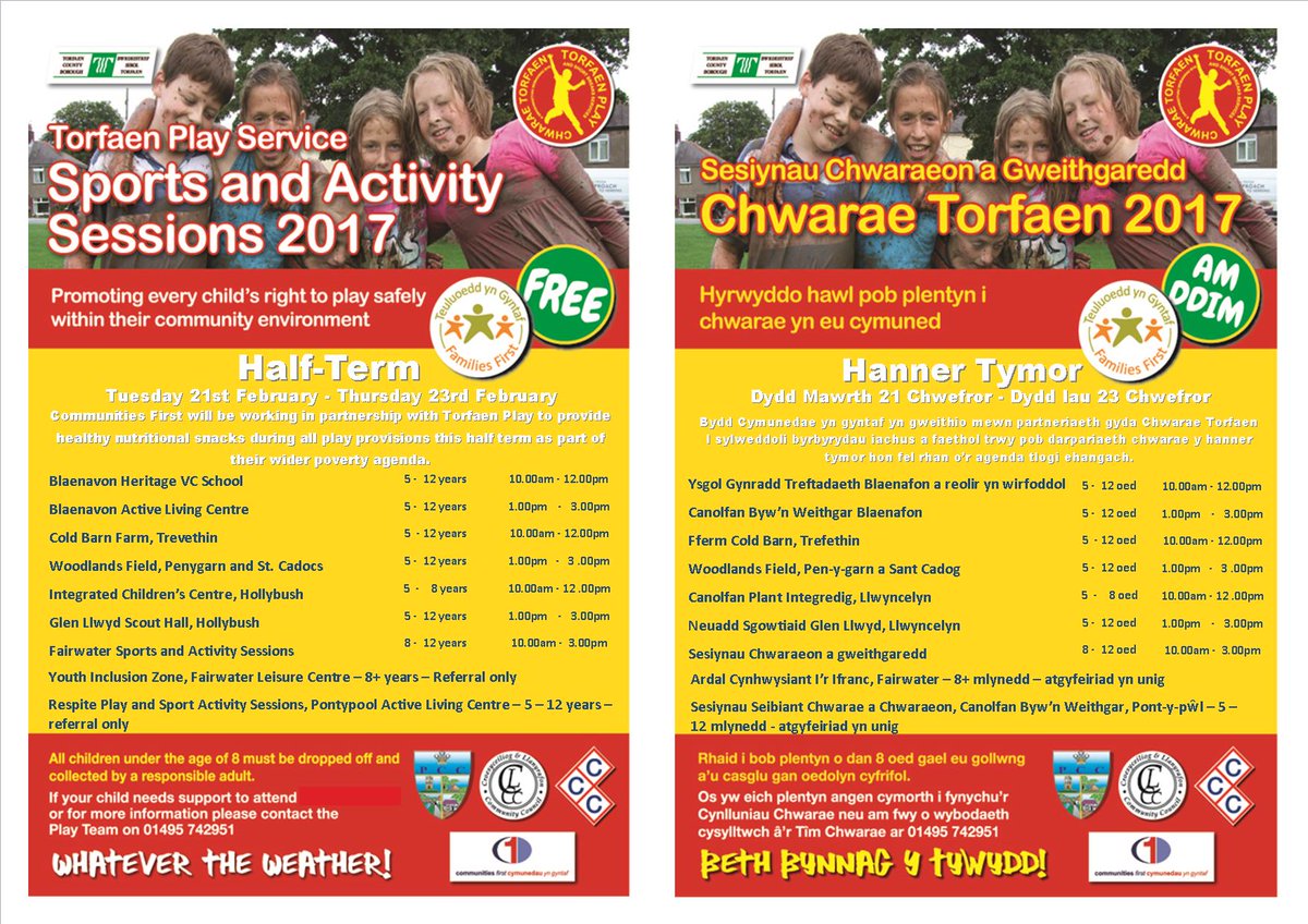 Please have a look at Torfaen's Play Service 'Sports and Activity's Sessions' that are running through Half Term.