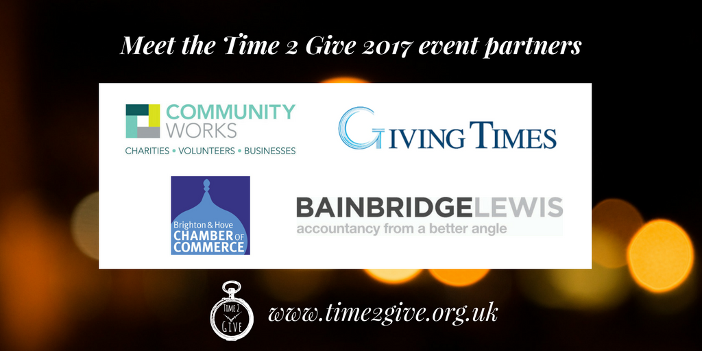 Our wonderful #Time2Give event partners are <a href="/bh_cw/">なな</a> <a href="/brightonchamber/">Brighton Chamber</a> <a href="/bainbridgelewis/">Carol Lewis</a> <a href="/GivingTimes/">Giving Times</a>: time2give.org.uk