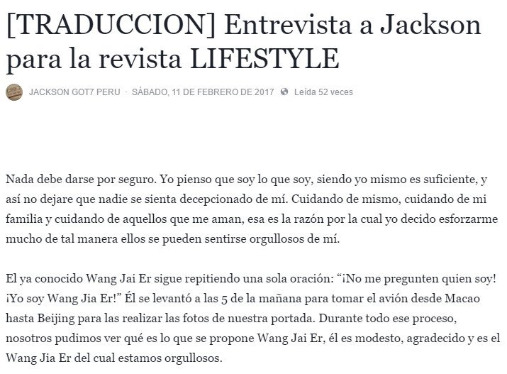 Jackson_G7Peru's tweet photo. [TRADUCCION] Entrevista a #JacksonWang para la revista LIFESTYLE 
ENTREVISTA COMPLETA ➡️https://t.co/soKJ51cAWa
❤️MAS ENTREVISTAS↕️❤️
#GOT7 https://t.co/x2NqbCD5fj
