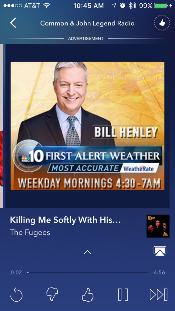 jackielondon's tweet photo. When you're listening to #Pandora and you hear @NBCPhiladelphia promoted...you don't skip the ad @BillHenleyUSA https://t.co/mHKI0SaGik