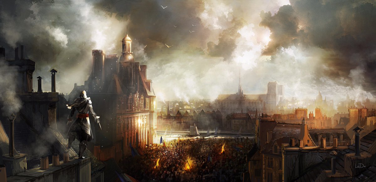 AssassinsFR's tweet image. La Place de l’Hôtel de ville de Paris prend feu. Vive la Révolution ! #AssassinsCreed