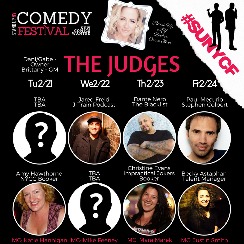 StandUpNY's tweet photo. Introducing our Judges Panel for Stand Up NY's #Comedy #Festival #SUNYCF starting tomorrow at 5PM! No min, no cover &amp; #happyhour! Come by! https://t.co/qdTd6EmRq0