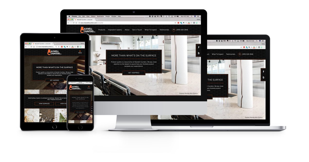 cuwebdesign's tweet image. Maxwell Counters trusted Cybernautic with their website. The result? Elegance. Great photos make great websites. 
maxwellcounters.com/home