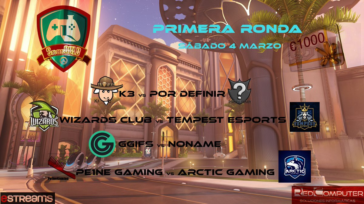 SnasGG's tweet photo. ¡Ya tenemos los emparejamientos para la #SnasGOLD1 del 4 de Marzo! @redcomputerbcn @eStreamsTV @regorsnas ¡Os esperamos a todos! https://t.co/qkwZEgmwGR