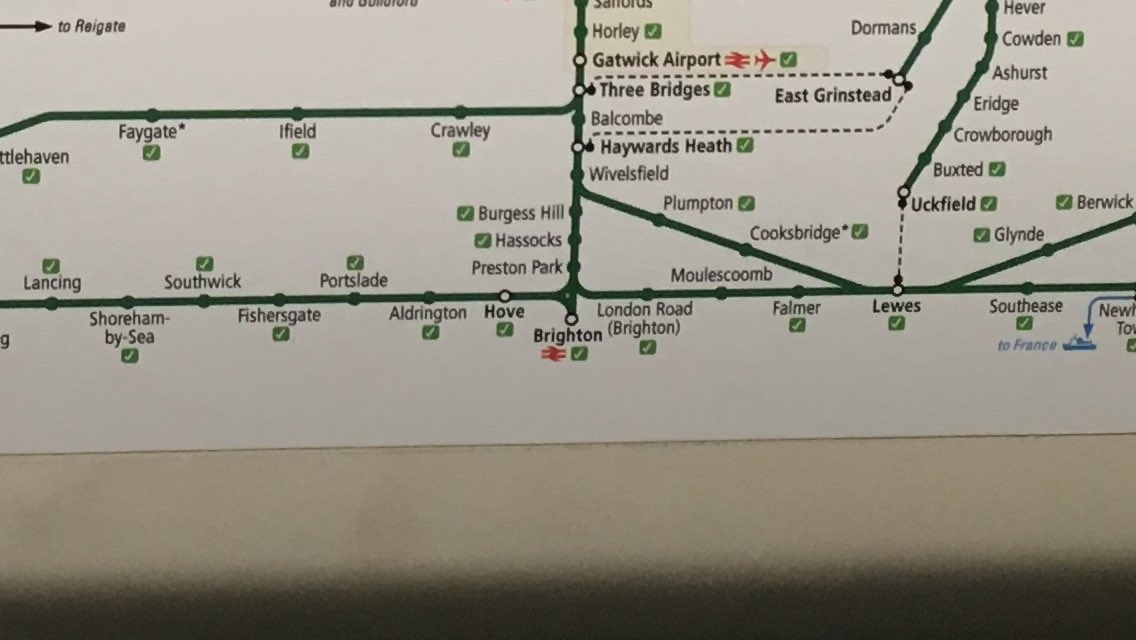 railwaydave's tweet photo. @SouthernRailUK Your new map on the 377s has 2 glaring errors: the line from London Road should point towards Brighton, not Preston Pk (1/2) https://t.co/HVdDWOXcFV