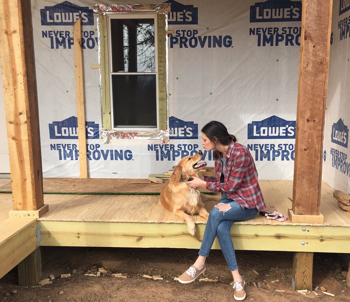 kurstinjb's tweet photo. I think Lola approves of our front porch 🏡@Lowes #renovation #oldwood #lowes #model #dogmodel #goldenretriever https://t.co/8V08y5a4np