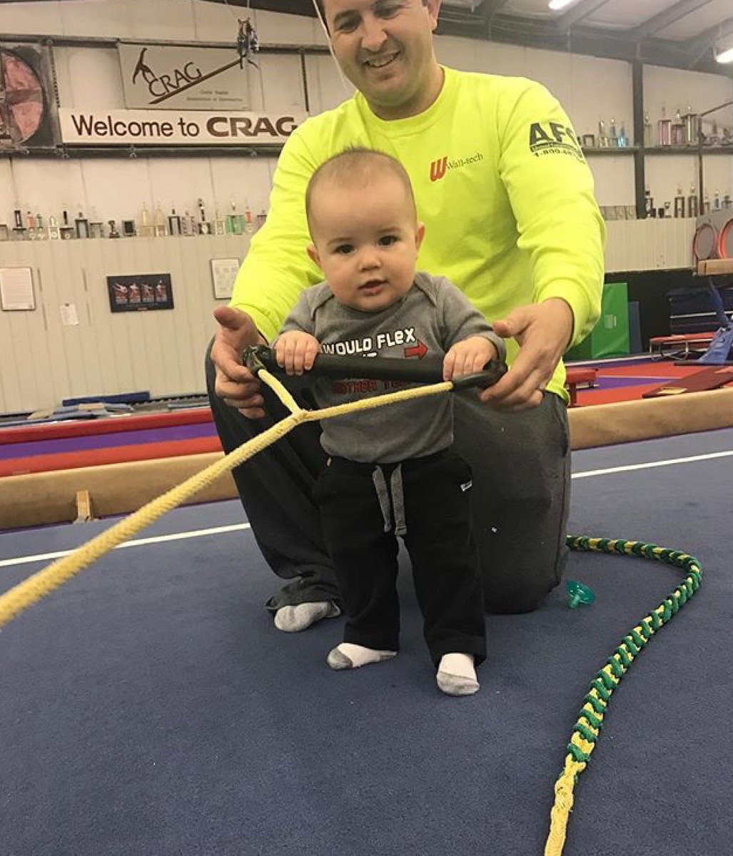 5SST's tweet photo. When you're a show director/dad and can do it all at once. @bmmenge we don't mind the company of our future member at practice. https://t.co/fpJV5vw92h