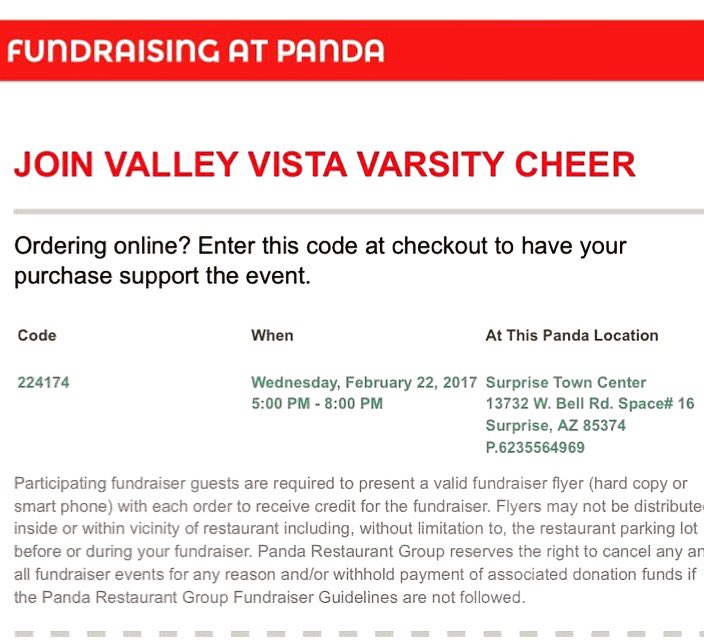 MonsoonCheer's tweet photo. This Wednesday 2/22/17 fundraiser @ Panda to help with Nationals costs. All you have to do is show the flier when ordering. https://t.co/iBAZesQ86O