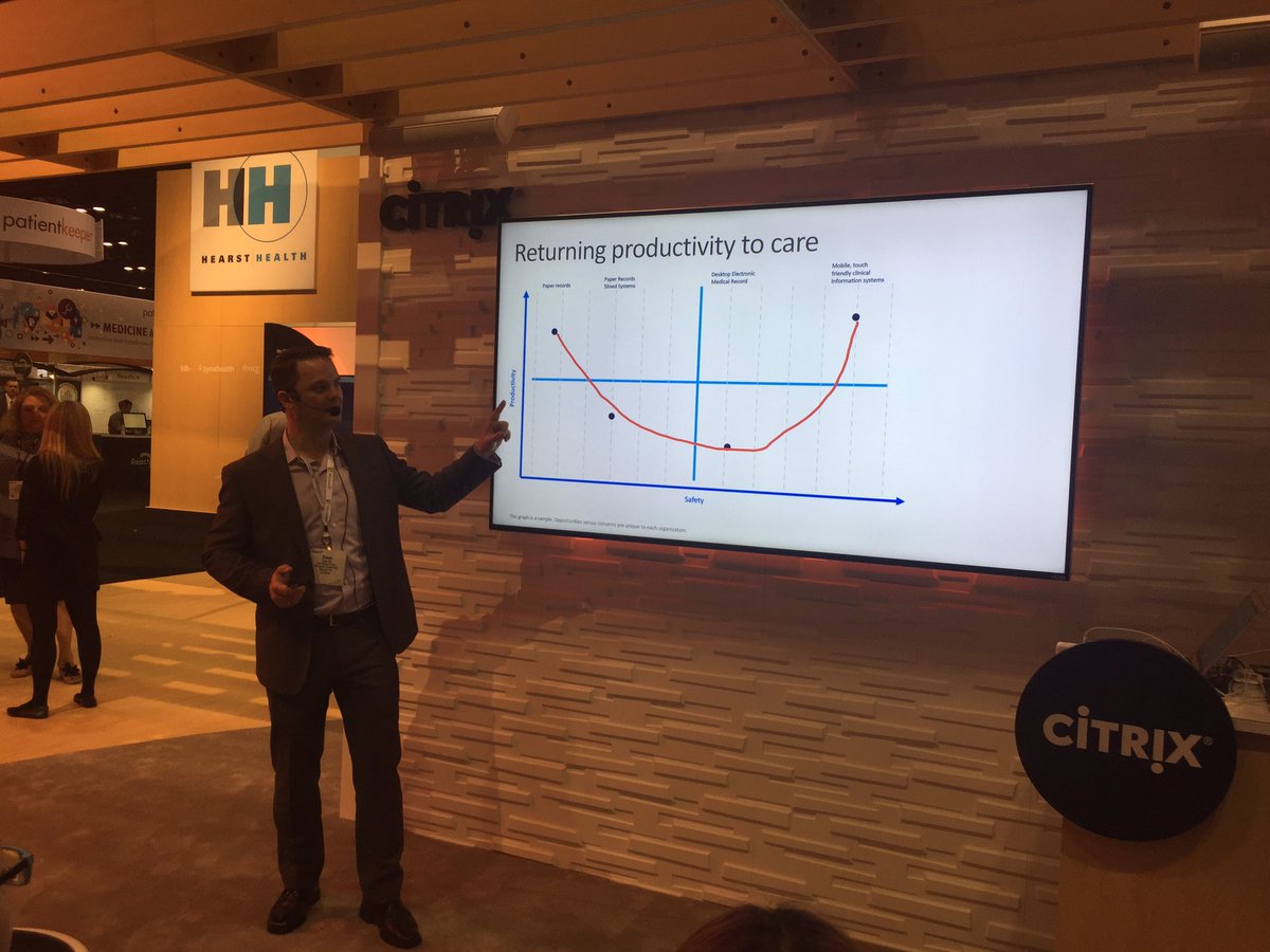 DrSimonKos's tweet photo. Returning productivity to care happens by enabling the portability of information with security in mind - clinical mobility. #HIMSS17 https://t.co/HfO5x8D00t