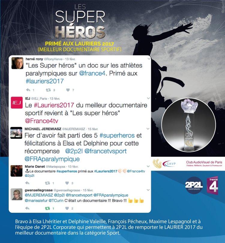 2P2Lcorporate's tweet photo. Bonne semaine avec 2P2L ! #lauriers2017 #superheros @France4tv 
➡️➡️ https://t.co/UIxA26ASeN https://t.co/wz3TfGjfZP