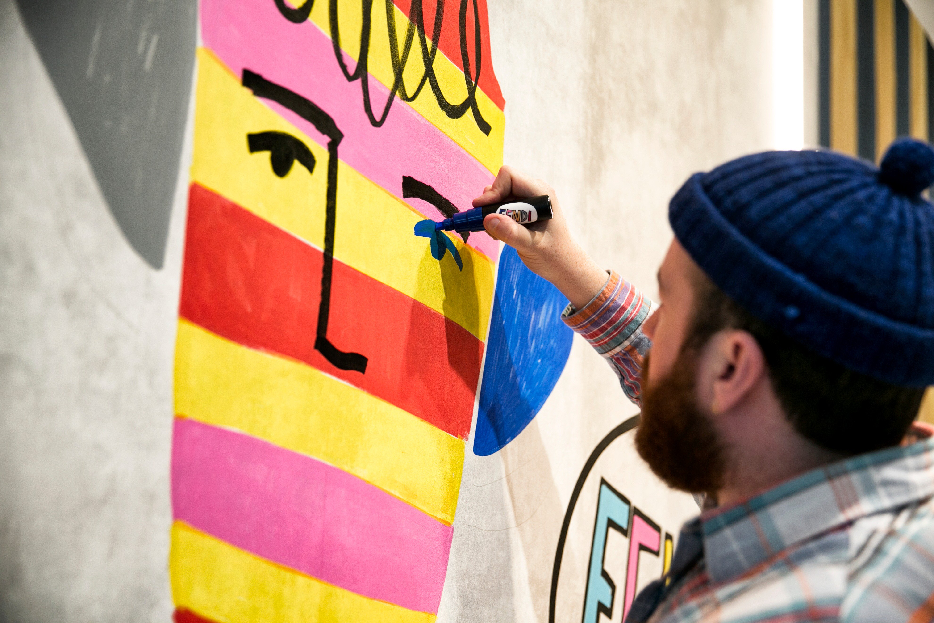 Fendi on X Fashion Art go hand in hand. Artist John Booth painted live at the new Fendi Pop Up at Isetan Men s open now thru Feb 27. FendiSS17 https t WQZidOTy4b X