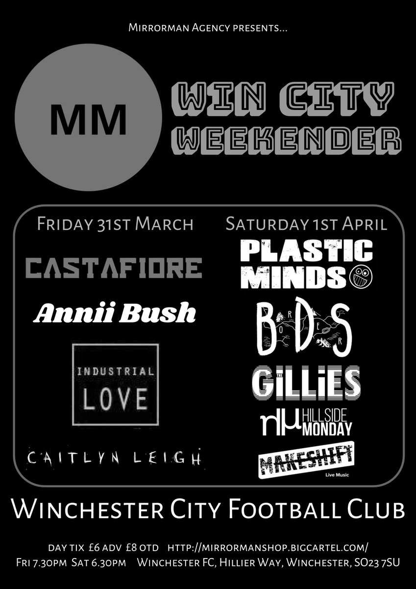 MirrormanAgency's tweet photo. *** WIN CITY WEEKENDER 2017 ***
Fri 31st March + Sat 1st April at @wincityfc 
Tickets on sale SOON: https://t.co/CKFsuGH2fC
#livemusic https://t.co/T10w1xzm9n