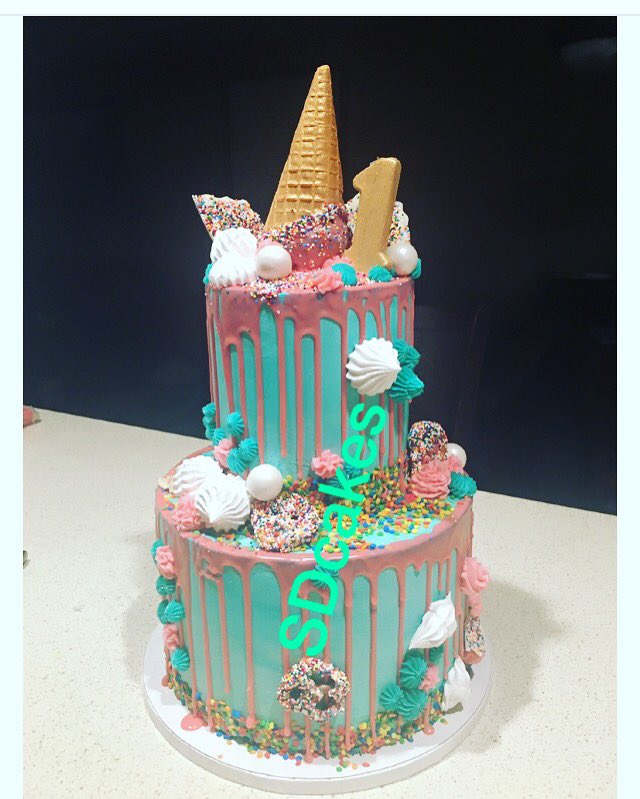 Buttercream decorated drip cake.