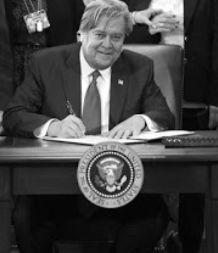 Envirotainment2's tweet photo. #PresidentBannon gleefully guts @PBS and funding for the arts while staffers work on newest hoax to distract media. @realDonaldTrump https://t.co/eERMWIUqnj