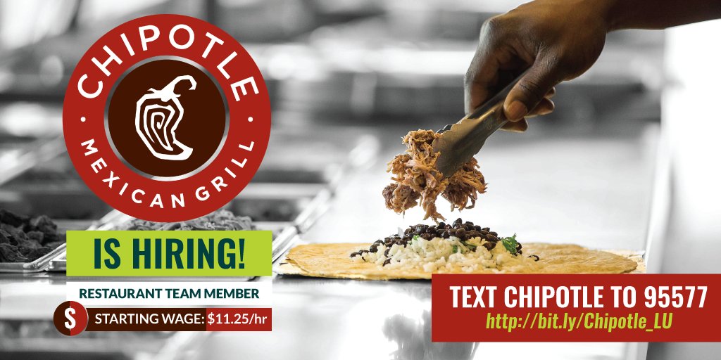 Leaders_Up's tweet photo. #BayArea: Attend our #jobscreening with #Chipotle! Make $11.25 an hour + enjoy FREE meals! Register here https://t.co/0xpbmElBUq #Ready2Work https://t.co/4u7erHlMmY