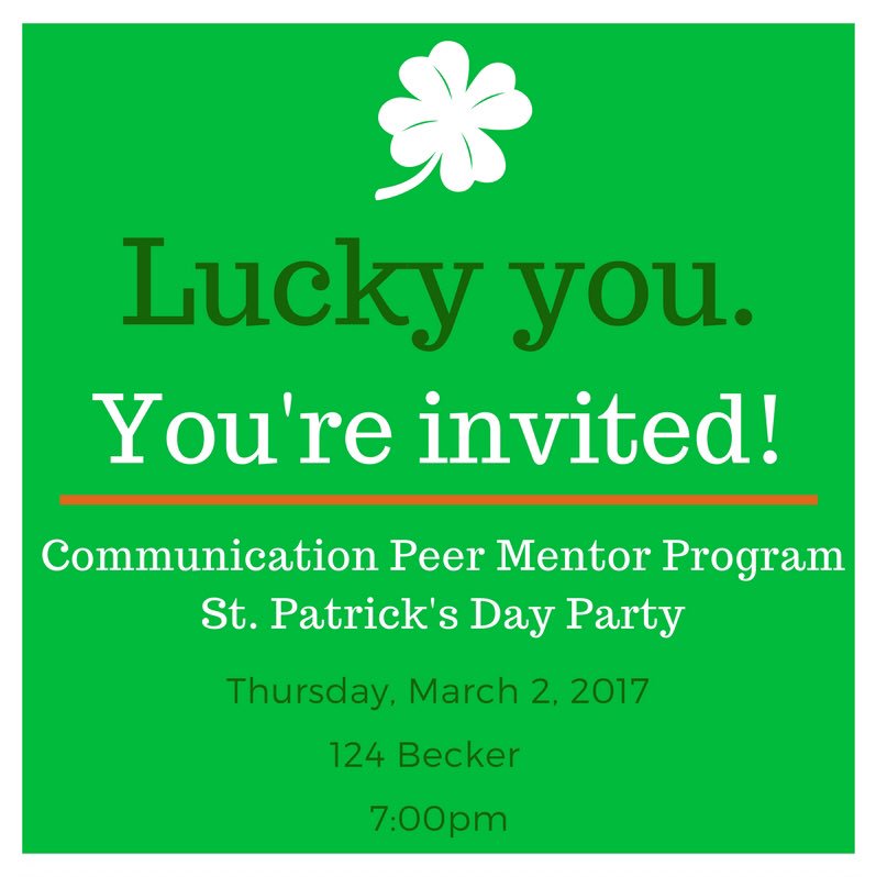 COMPeerMentor's tweet photo. Mark your calendars! Get in the St. Patrick's Day spirit with the peer mentors and mentees next Thursday! ☘️ https://t.co/Cd4lmQFDgP