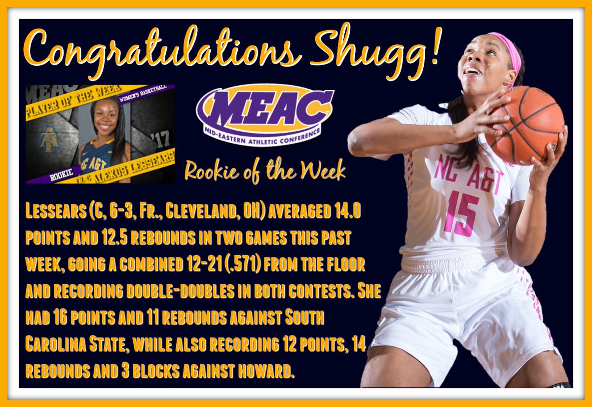 LadyAggieBall's tweet photo. Congratulations @alexusfaith_ on earning your first MEAC Rookie of the Week honor! More to come. #row #15 #cleveland #ladyaggiesbasketball https://t.co/PATbLxNABF