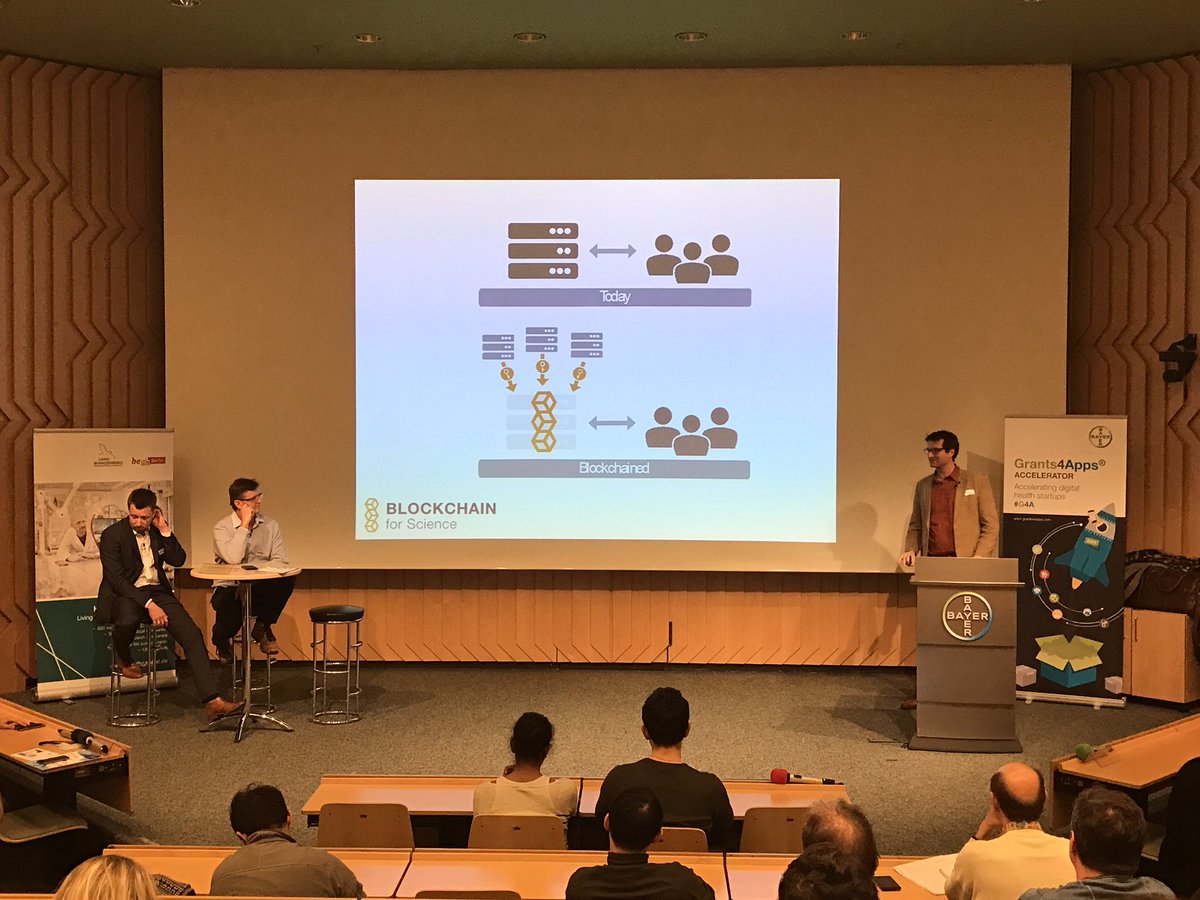 ckieferia's tweet image. #blockchainforscience explained by @soenkeba and @sherminvo at the Bayer accelerator #G4A
