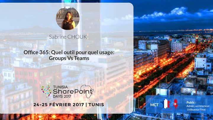ChoukSabrine's tweet photo. Don't miss my session the 24th and 25th of February in Tunisia #sharepointDays https://t.co/m0eXLzil4F