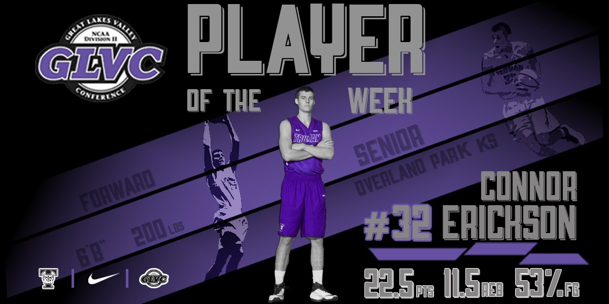 TrumanMBB's tweet image. Senior Connor Erickson GLVC Player of the Week #TrumanWay
