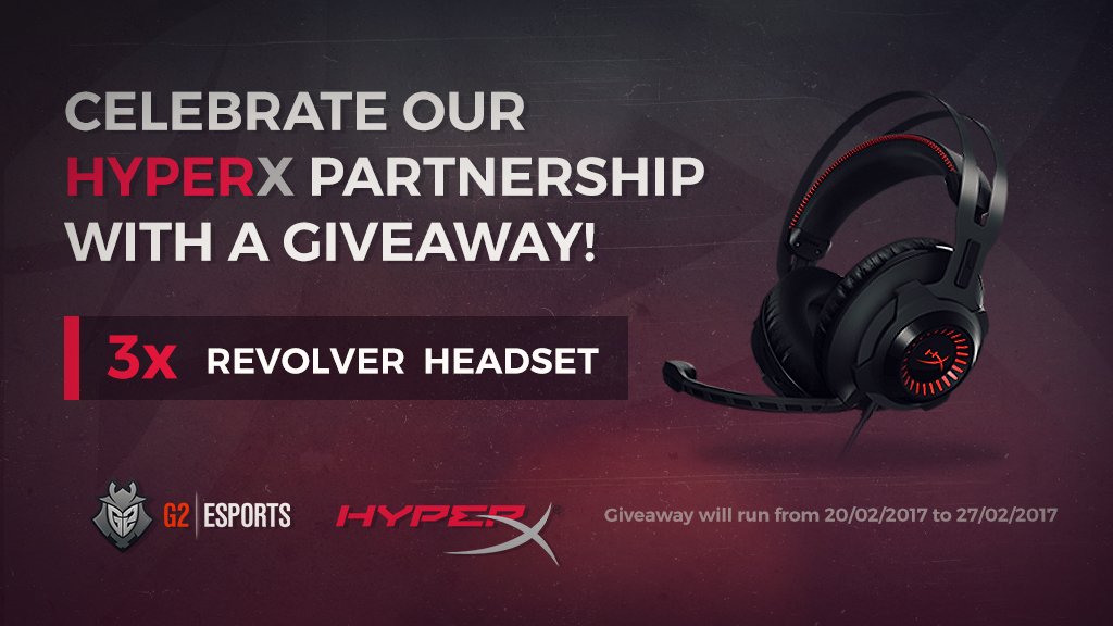 To celebrate our renewed partnership with <a href="/HyperX/">HyperX</a>, we're giving away 3 awesome <a href="/HyperX/">HyperX</a> Revolver headsets! 😍g2esports.com/win-hyperxclou…