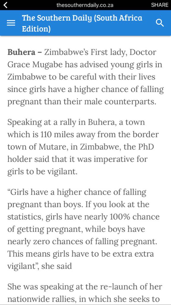 4KobusWiese's tweet photo. Dr Grace Mugabe clearly did not study for her Doctorate with s statement like this!😳😳😳 https://t.co/Mbibmq9HKc