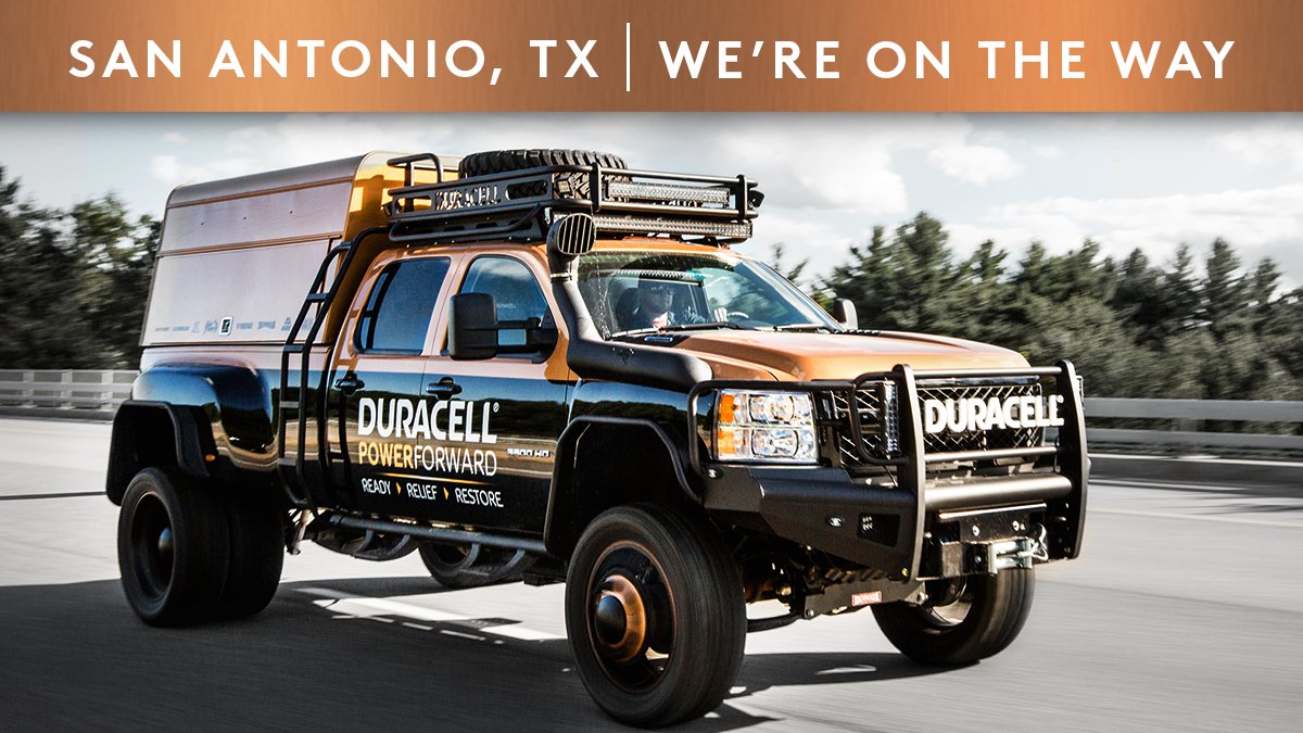 San Antonio: Our Duracell #PowerForward team is on the way with free batteries to help those impacted by the #tornadoes.