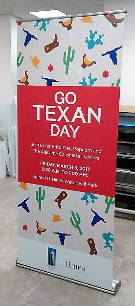 FastSigns318's tweet photo. @Hines is ready for #GoTexanDay with this awesome #banner and pop up stand. Easy to set up makes it perfect for #events. https://t.co/l3cZEFccUK