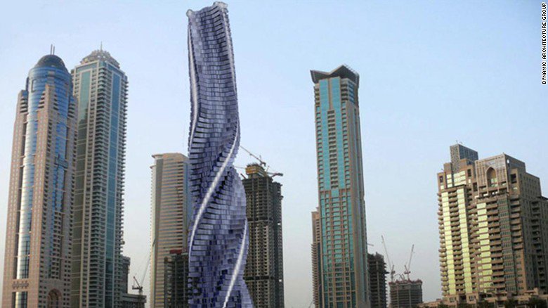 cnni's tweet photo. The world's first rotating, shape-shifting tower is being planned for Dubai https://t.co/r4XqV83dkP https://t.co/3LfqoE1BC9