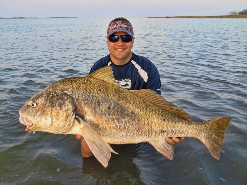 14_ruger's tweet photo. When your big ugly catches a #bigugly lmao 😘 #blackdrum #30inchdrum #southtexasfishing #oceanepics #ericozolins #bayfishing https://t.co/w2c7Gen0FM