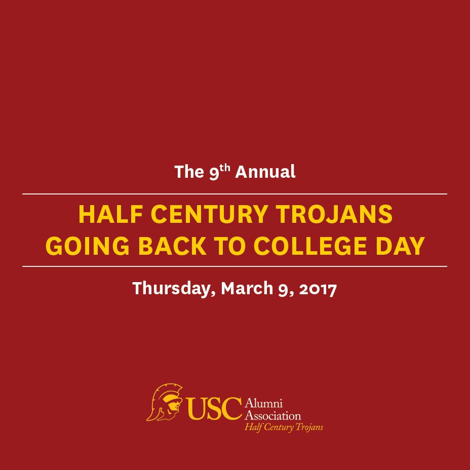 USCAlumni's tweet photo. We're ~2.5 weeks away from #GoingBacktoCollegeDay - when #USCAlumni who graduated 50+ years ago come back to campus! https://t.co/EWNMstMPil https://t.co/3NdXnp2u6K