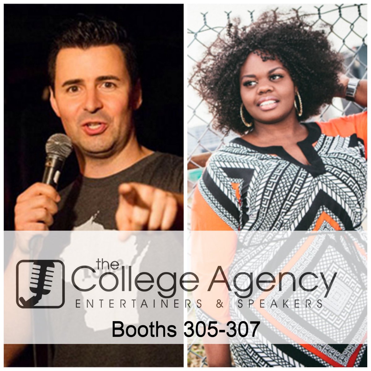 CollegeAgency's tweet photo. Hey #naca17, we have amazing blocks going for Pete Lee (our opening night comedian) &amp; Ashley Haze (our slam poet who showcased last night)! https://t.co/z45RtPFVBW