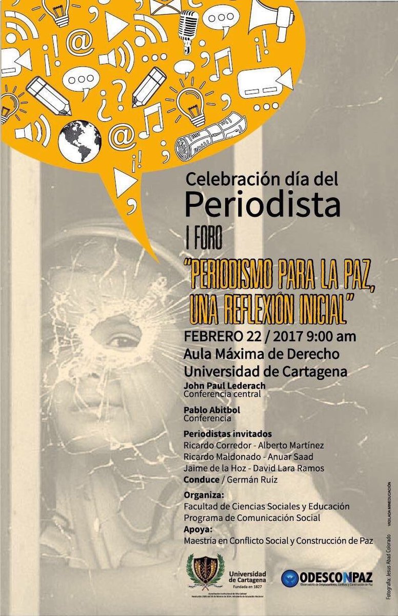 Invitación a todos los periodistas de Cartagena y Bolívar <a href="/SUE_Col/">SUE</a> <a href="/dumek_turbay/">Dumek Turbay Paz</a> <a href="/UDeCRadio/">UdeC Radio 99.5 FM</a> <a href="/Mineducacion/">MinEducación</a>