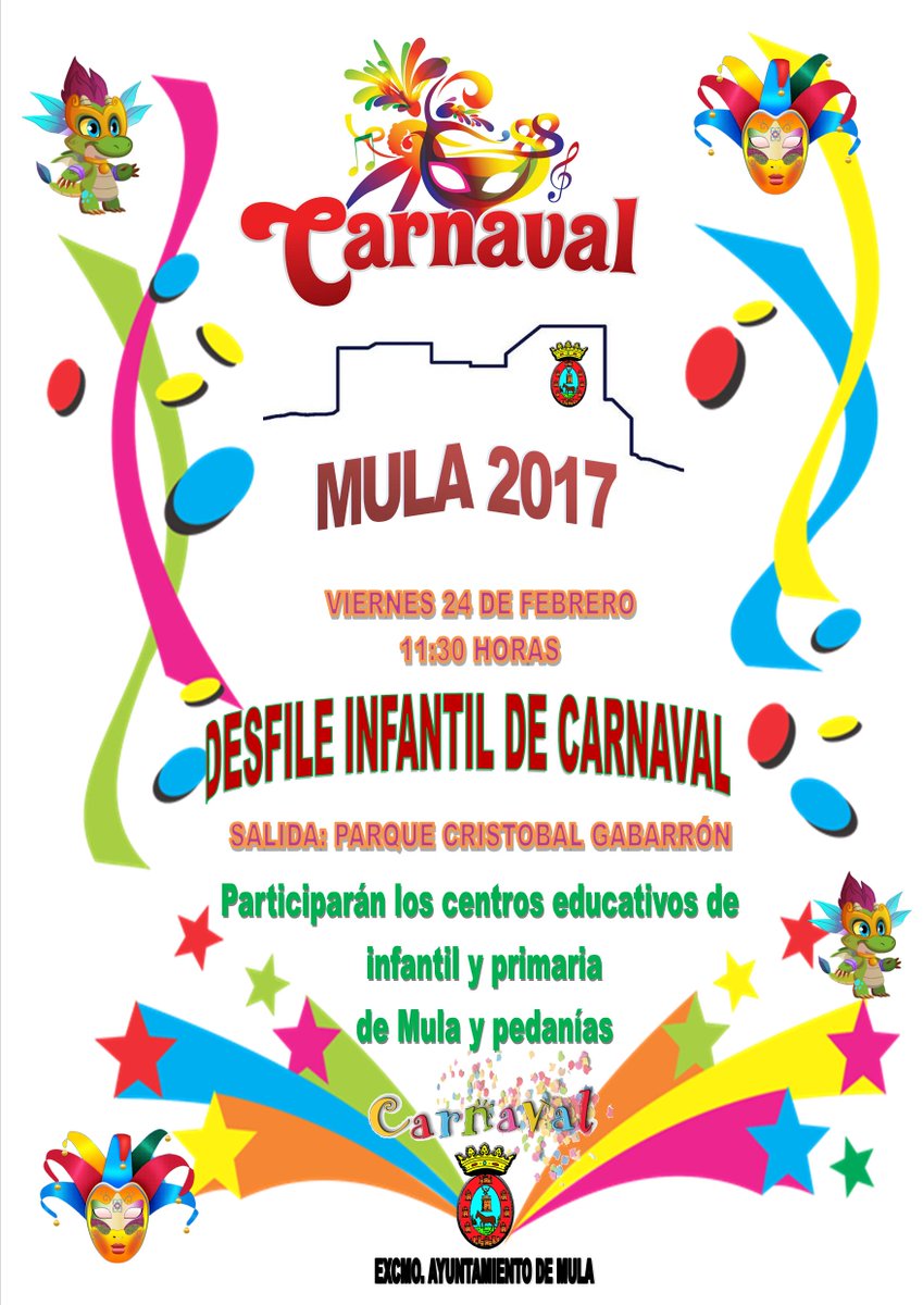 DESFILE INFANTIL DE CARNAVAL 2017El viernes 24 de febrero a las 11:30  horas desde el Parque Cristóbal Gabarrón,desfile infantil de carnaval