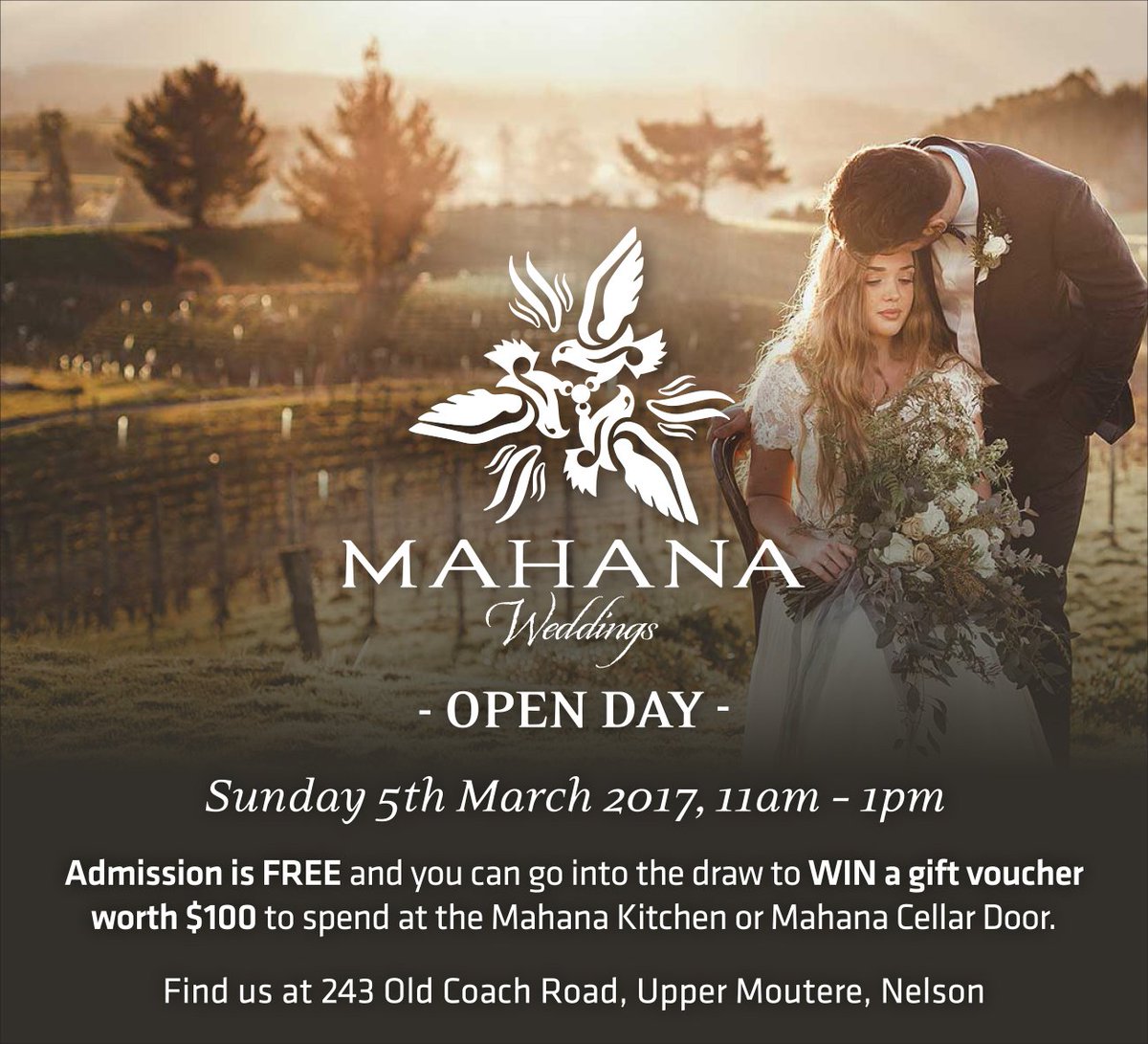 MahanaNZ's tweet photo. Is @MahanaNZ the ideal wedding venue for you? Find out for yourself on Sunday 5th March #NelsonTasmanNZ #weddingsnz https://t.co/oGDjwacRNJ