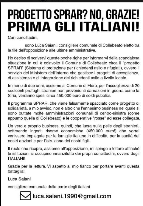 micios68's tweet photo. l #invasione continua basta falsi #propfughi, aiutate gli italiani invece dei #clandestini. #quintacolonna #brescia caserma #serini https://t.co/A0JDOrg6rJ