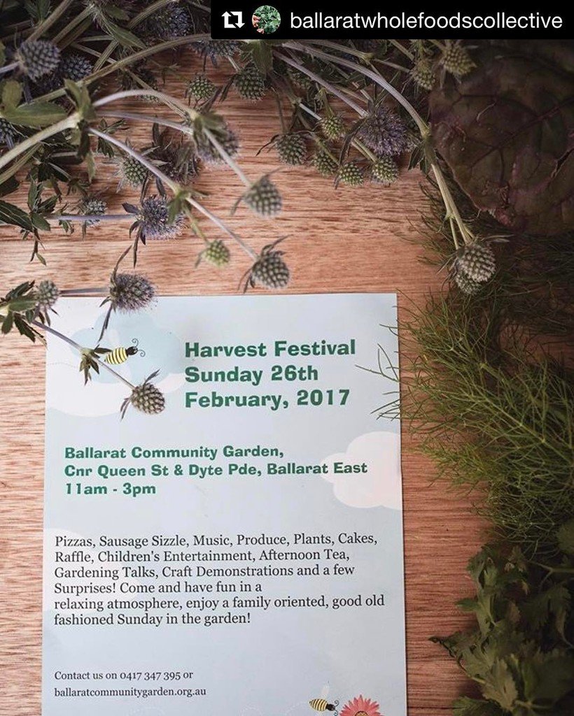 #Repost @ballaratwholefoodscollective with <a href="/repostapp/">Repost</a>
・・・
The annual Ballarat Community Garden Harvest Festival is …