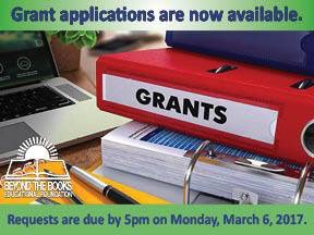 D87 &amp; U5 educators,
Grant requests are due in 2 weeks -Mon, Mar 6, @ 5pm. Download applications from the Beyond the Books website.