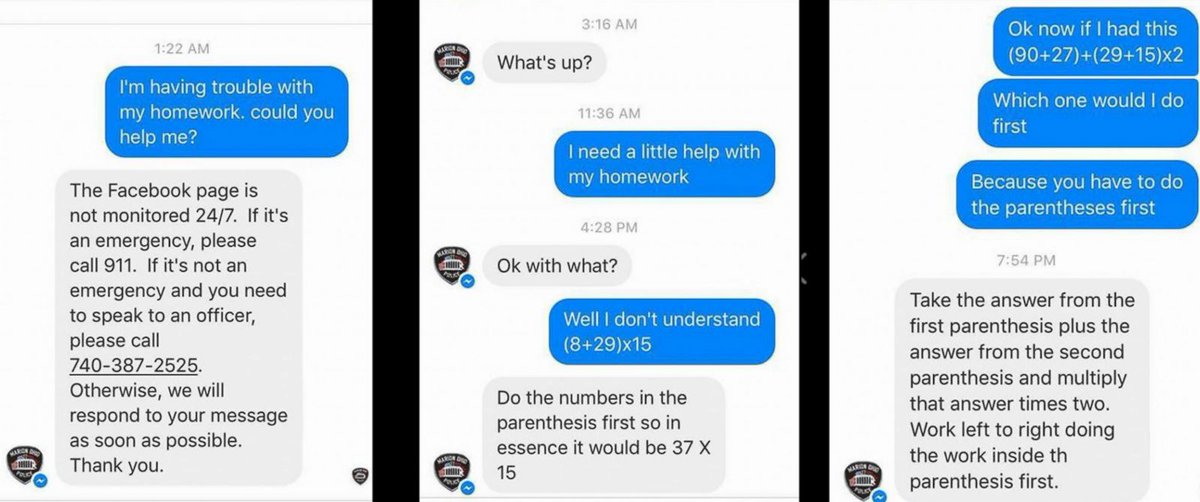 ABC's tweet photo. 5th-grader seeks math problem-solving help from local Ohio police dept., but they end up giving her the wrong answer https://t.co/9HhQFH53c8 https://t.co/Iz2YZaORqT