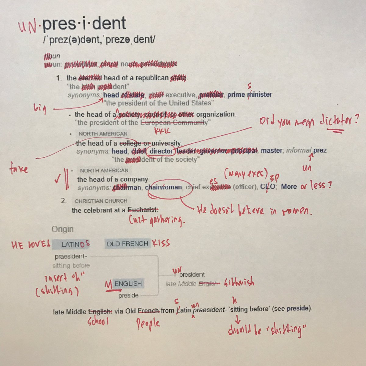 unalphabet's tweet photo. @MerriamWebster, can you please  amend when you get a chance? Thx. #PresidentsDay #unpresident #atfakedonaldtrump #menglish https://t.co/Fx7L9PahSV