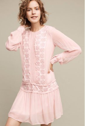 Who wouldn't want to be pretty in pink in this beautiful lace dress from Anthropologie?
