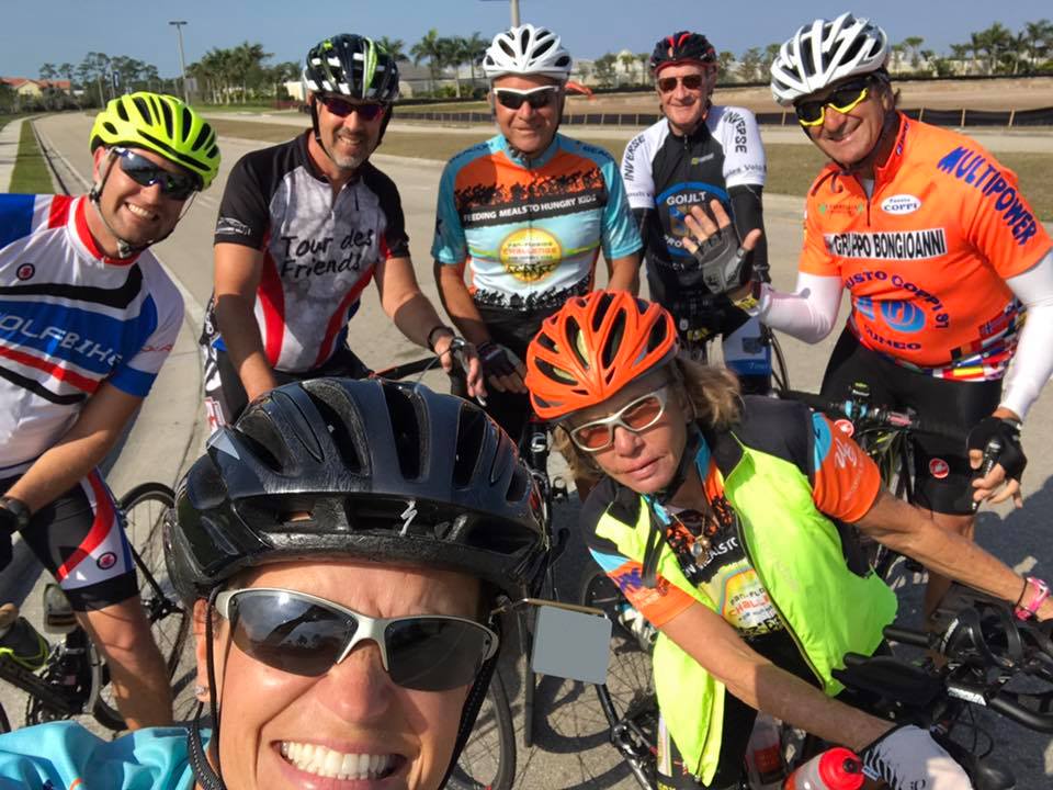 PanFLChallenge's tweet image. Training is so much fun with friends! Here's the gang from our Sunday training ride in Naples after a 75-mile ride. Join us next week!