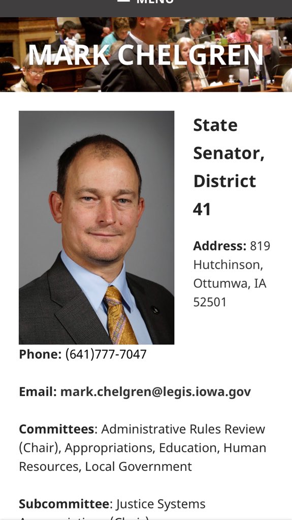 cygirl's tweet image. Here's Sen. Chalgren's office info. #iowasenate  iowastartingline.com/2017/02/20/sen…